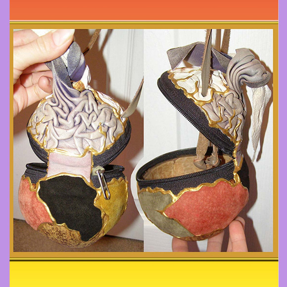 Vintage one of a kind suede covered coconut bag - Picture 1 of 8